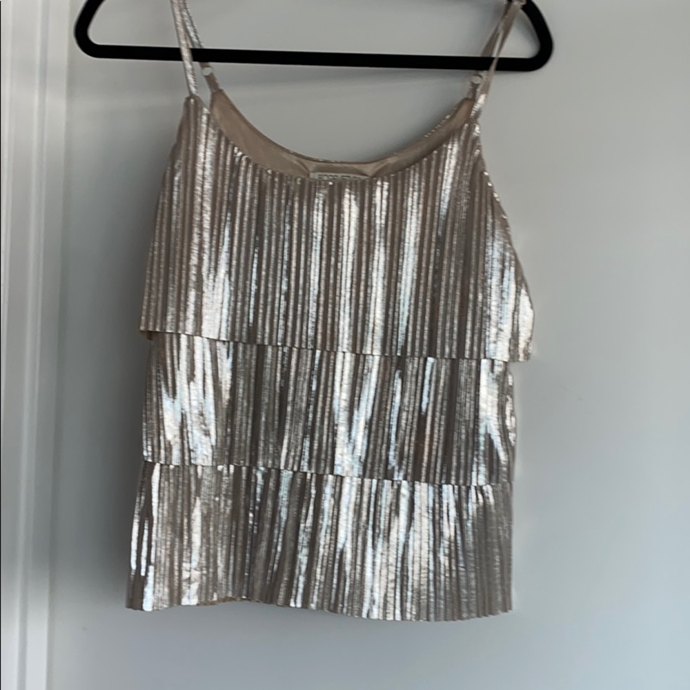 Gorgeous tiered metallic adjustable straps.